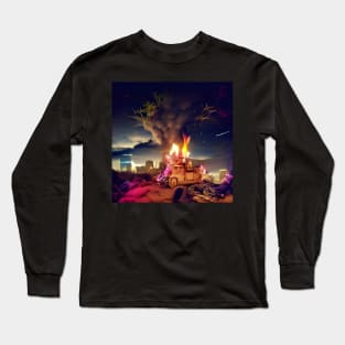 Dark Post- Apocalyptic Wonderland in a Fire Long Sleeve T-Shirt